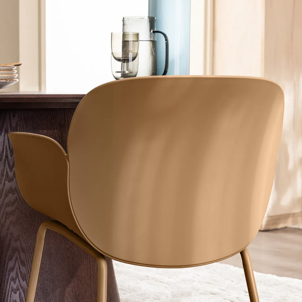 ACAPULCO Lot de 4 fauteuils de table intérieur et extérieur en plastique et métal