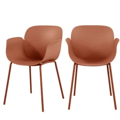 ACAPULCO Lot de 4 fauteuils de table intérieur et extérieur en plastique et métal