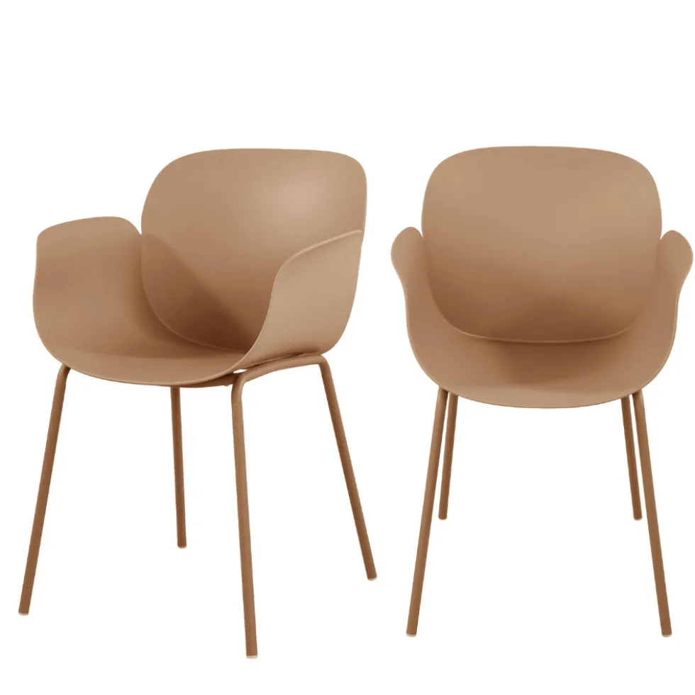ACAPULCO Lot de 4 fauteuils de table intérieur et extérieur en plastique et métal