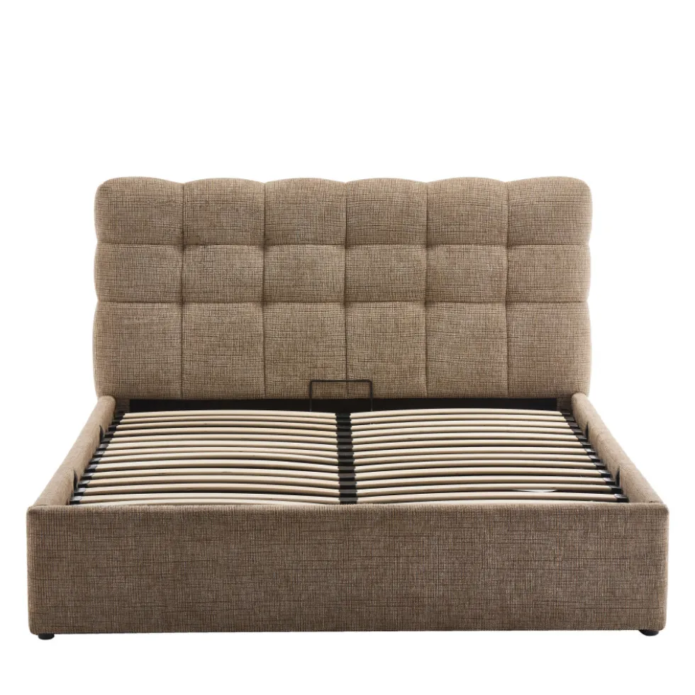ACARA Lit coffre matelassé en tissu 140x190cm