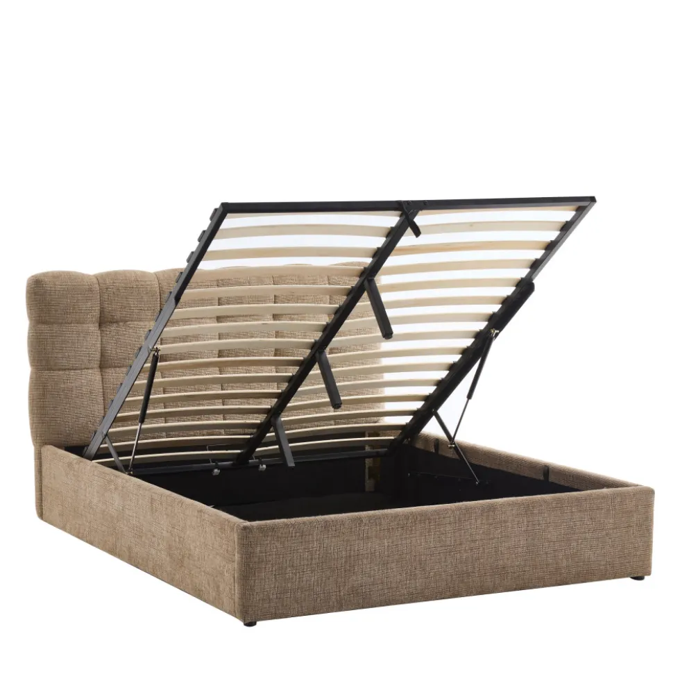 ACARA Lit coffre matelassé en tissu 140x190cm