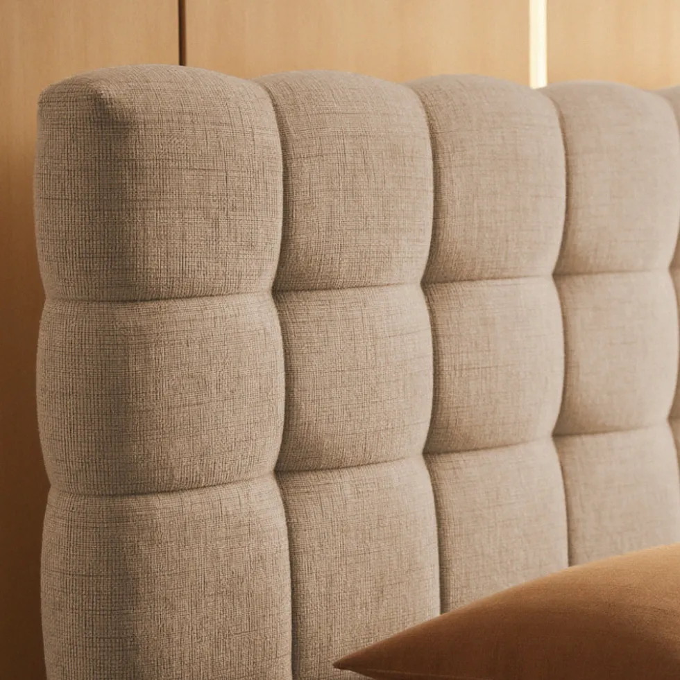 ACARA Lit coffre matelassé en tissu 140x190cm