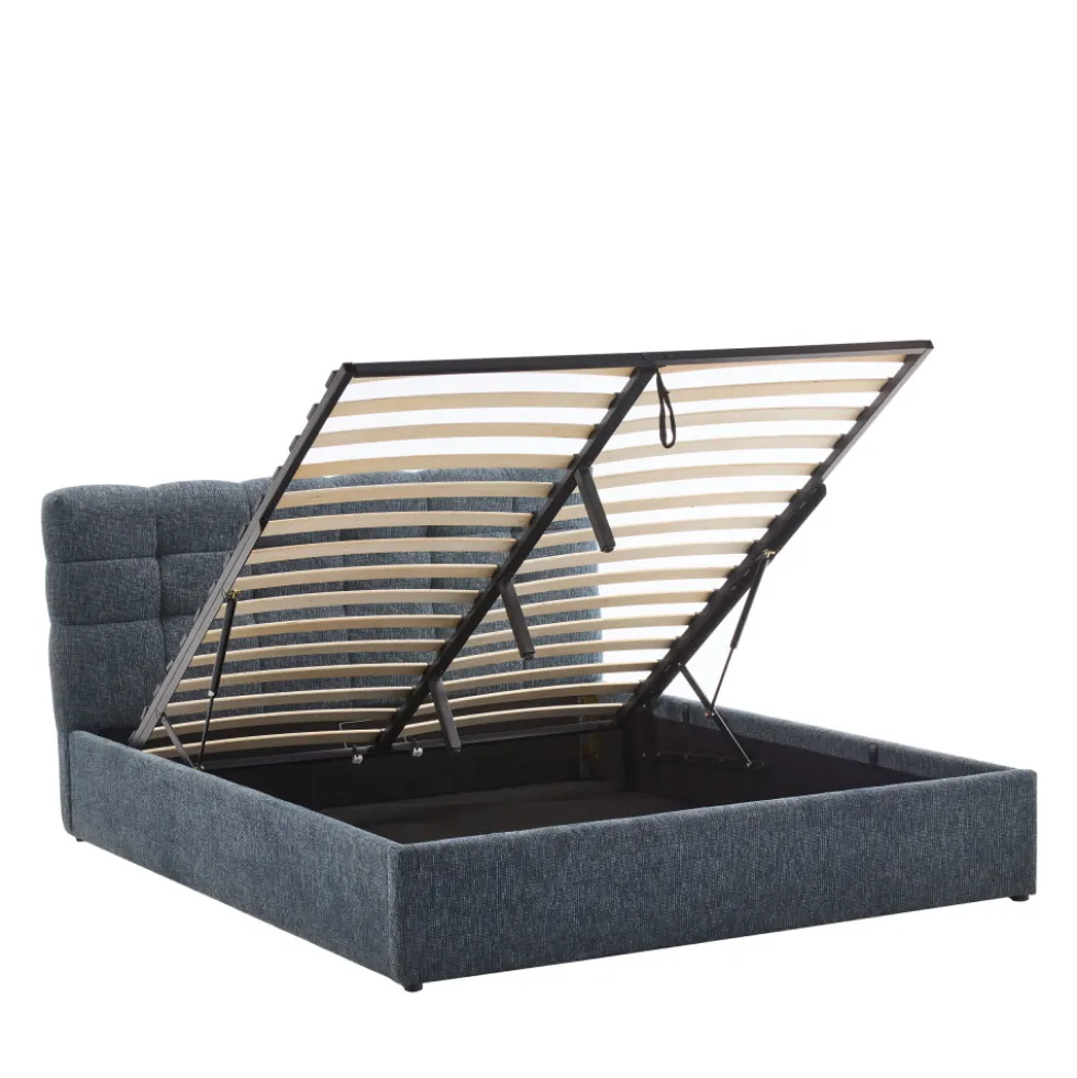 ACARA Lit coffre matelassé en tissu 140x190cm