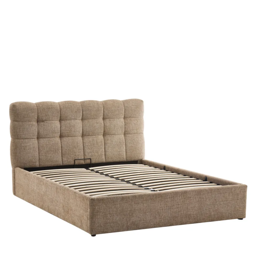 ACARA Lit coffre matelassé en tissu 140x190cm
