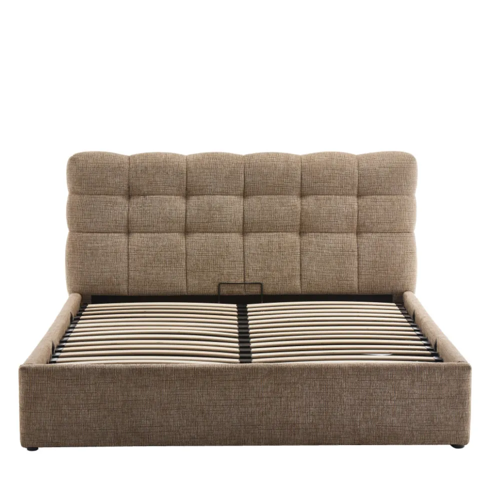 ACARA Lit coffre matelassé en tissu 160x200cm