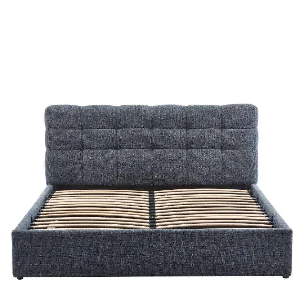 ACARA Lit coffre matelassé en tissu 160x200cm
