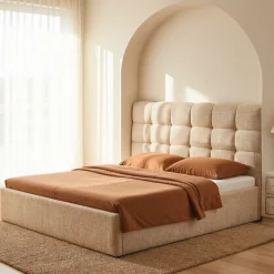 ACARA Lit coffre matelassé en tissu 160x200cm