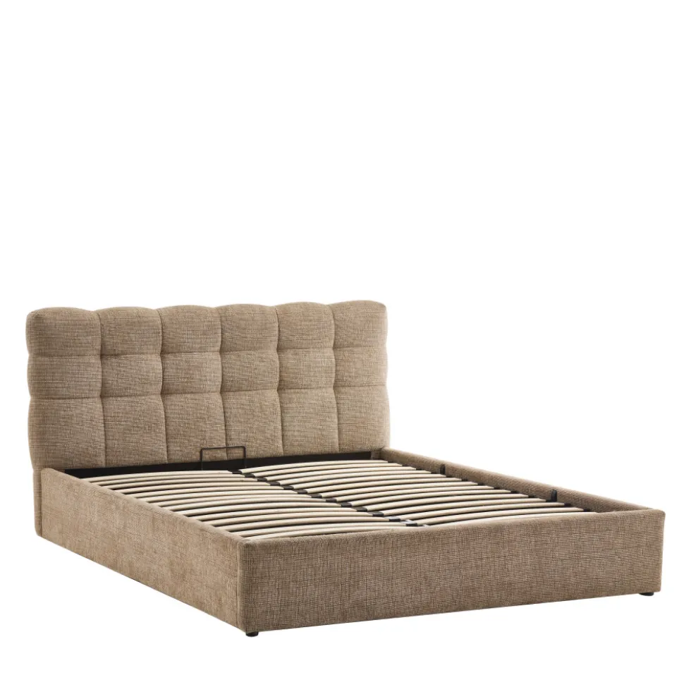 ACARA Lit coffre matelassé en tissu 160x200cm
