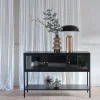 ADARE Buffet 3 portes en verre trempé et métal L132cm