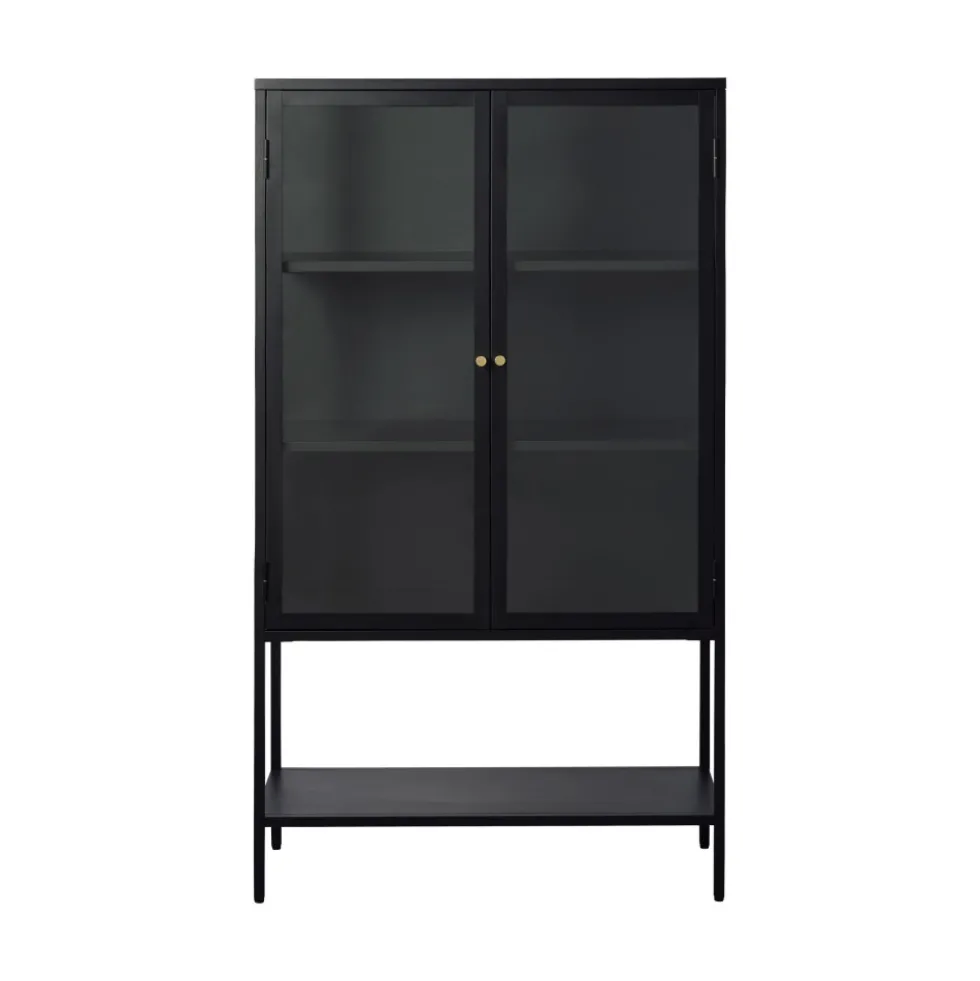 ADARE Buffet haut 2 portes en verre trempé et métal H160cm