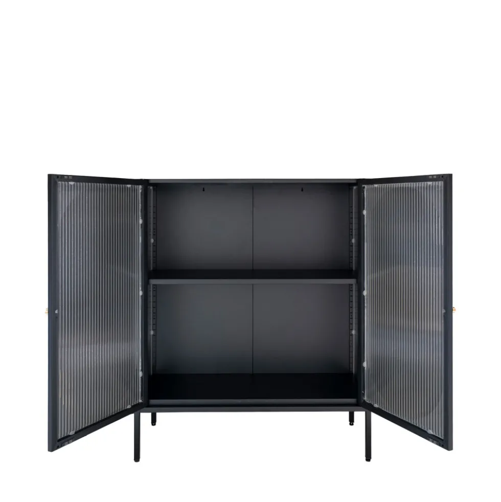 ADELAIDE Buffet 2 portes en verre et métal L90cm