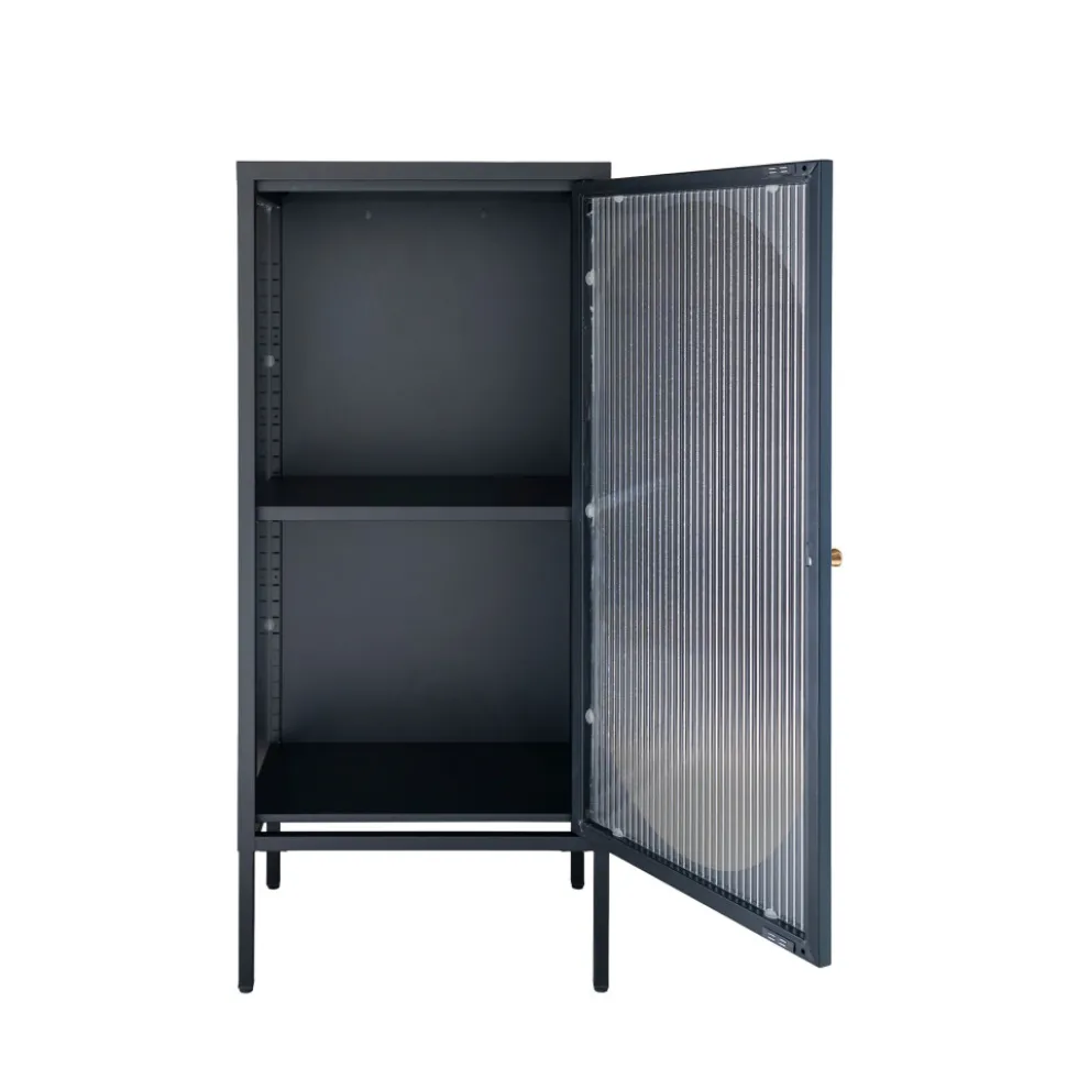 ADELAIDE Petit meuble de rangement en verre et métal H50cm
