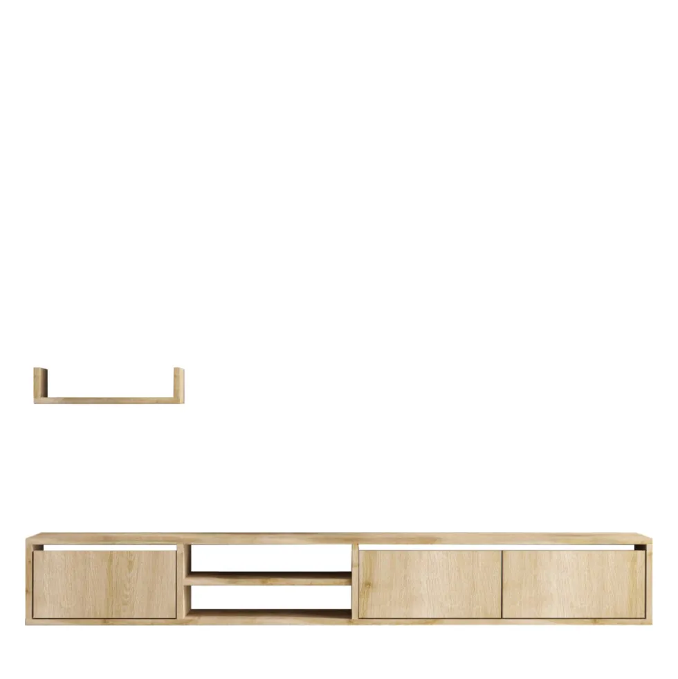 AIRO Meuble TV suspendu 3 portes en bois L180cm