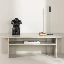 ALESUND Meuble TV effet marbre L140cm