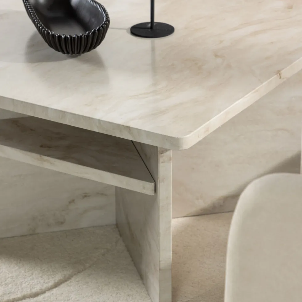 ALESUND Table basse carrée effet marbre 75x75cm