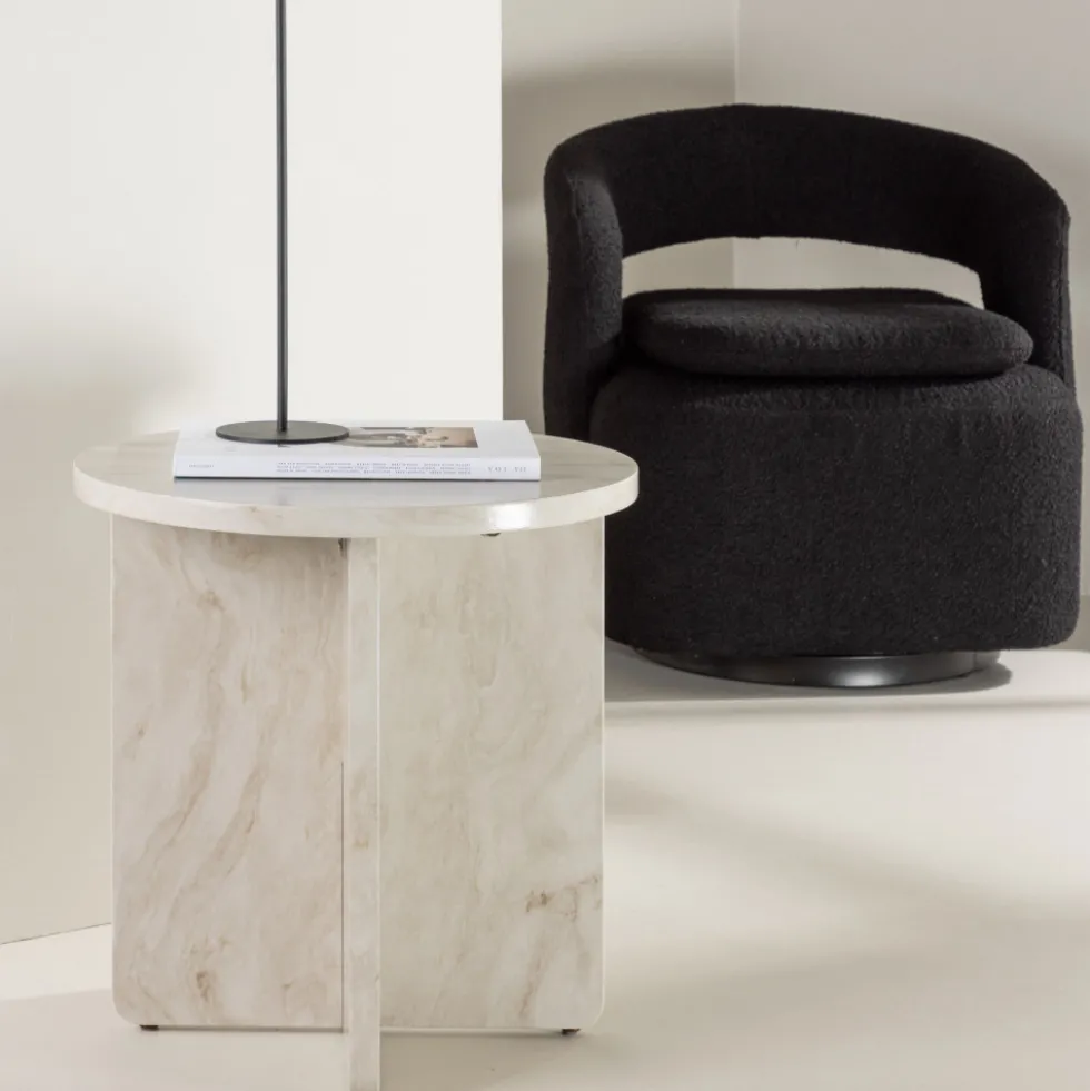 ALESUND Table d'appoint ronde effet marbre ø50cm