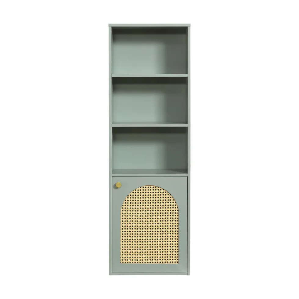 ALI Colonne de rangement suspendue en bois et cannage H135cm