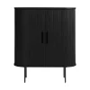 ALICIA Buffet haut aux angles arrondis en bois et métal H118cm