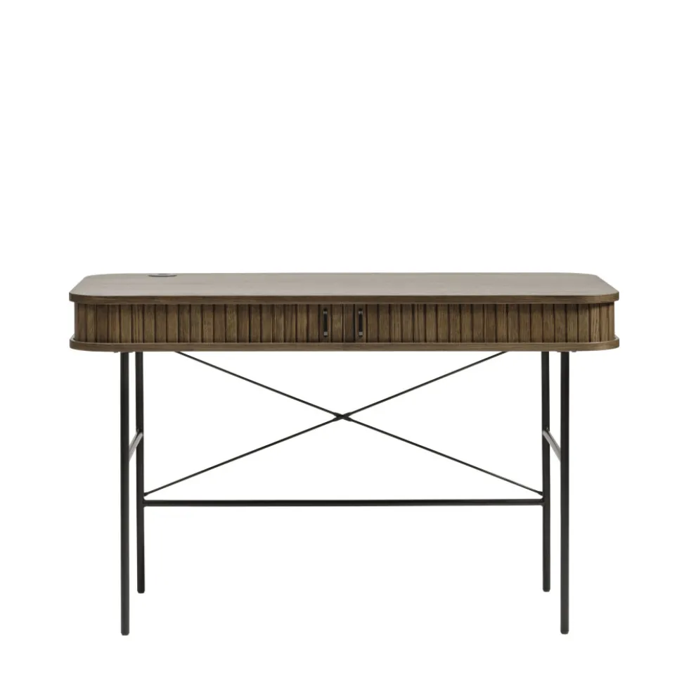 ALICIA Bureau 2 portes aux angles arrondis en bois et métal L120cm