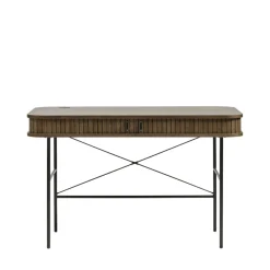 ALICIA Bureau 2 portes aux angles arrondis en bois et métal L120cm