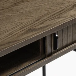 ALICIA Bureau 2 portes aux angles arrondis en bois et métal L120cm