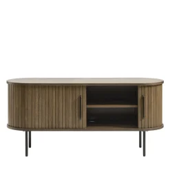 ALICIA Meuble tv 2 portes aux angles arrondis en bois et métal L120cm