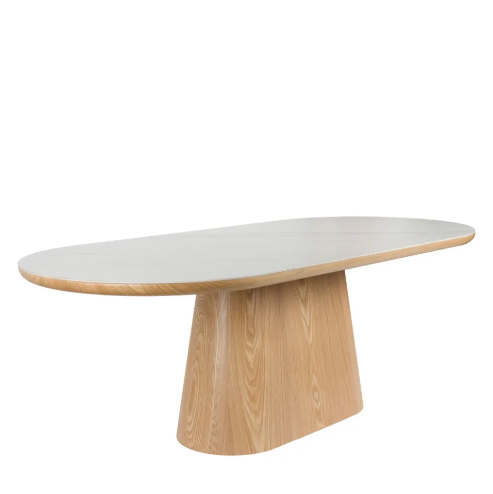 ALMIRA Table à manger 8 personnes ovale en pierre et bois