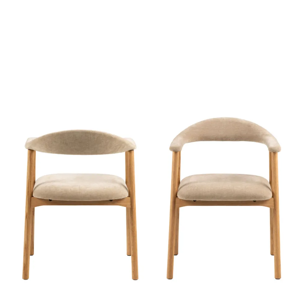 ANABATE Lot de 2 fauteuils de table en tissu et bois