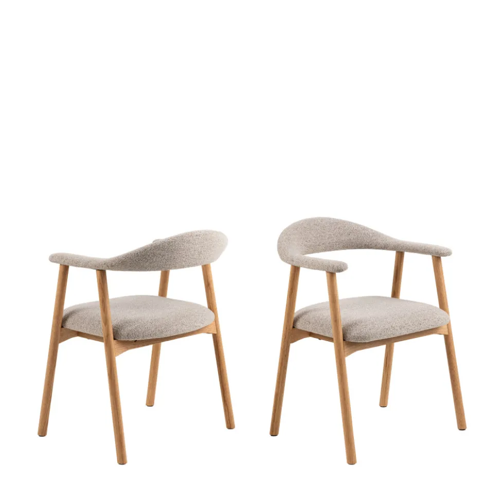 ANABATE Lot de 2 fauteuils de table en tissu et bois