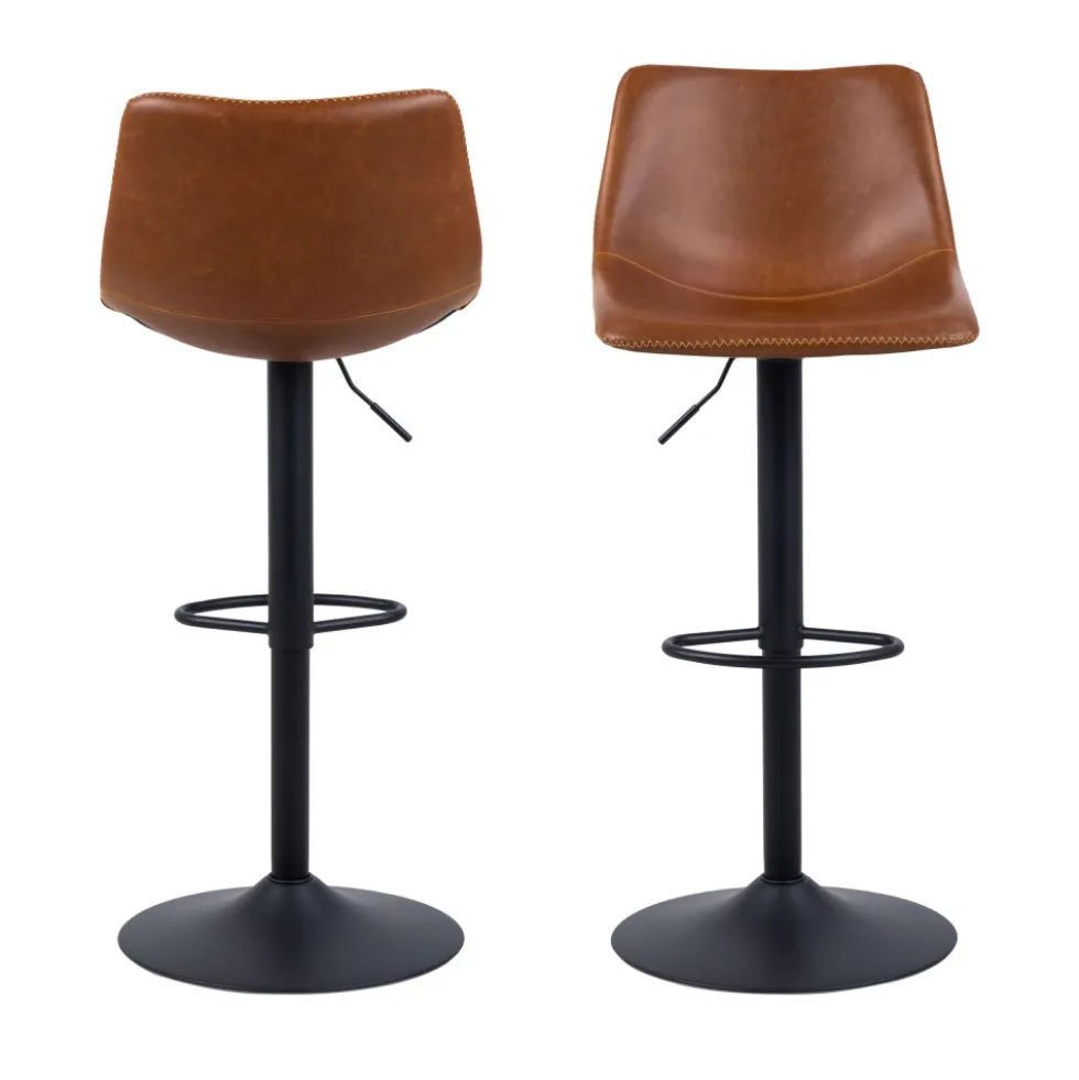ANARTIA Tabouret de bar réglable en simili et métal H61-83cm