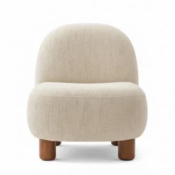 AREN Fauteuil en tissu chenille et bois