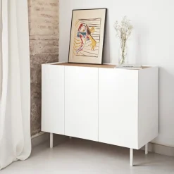ARISTA Buffet en bois 3 portes 3 tiroirs L110cm