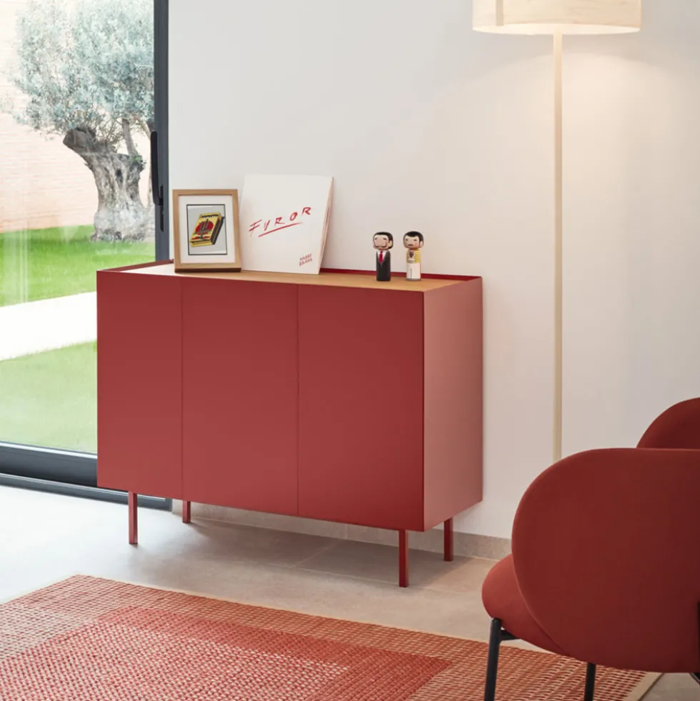 ARISTA Buffet en bois 3 portes 3 tiroirs L110cm