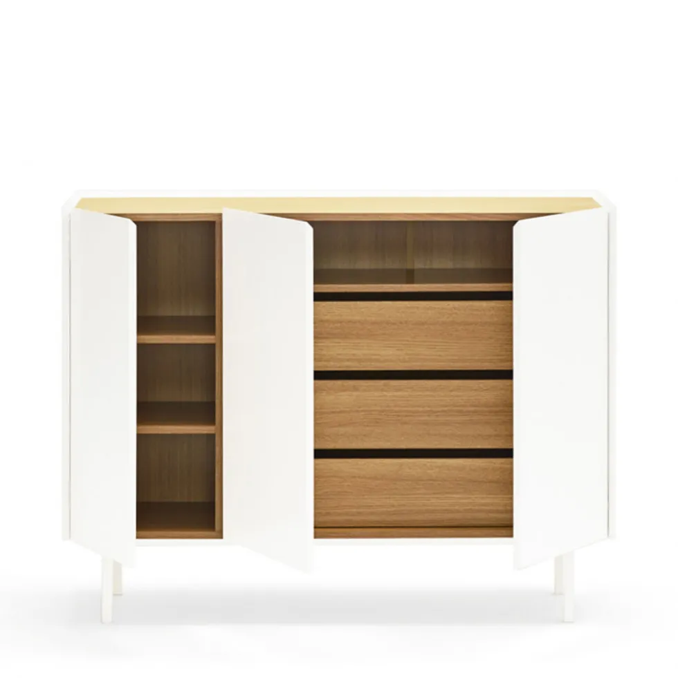 ARISTA Buffet en bois 3 portes 3 tiroirs L110cm