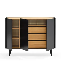 ARISTA Buffet en bois 3 portes 3 tiroirs L110cm