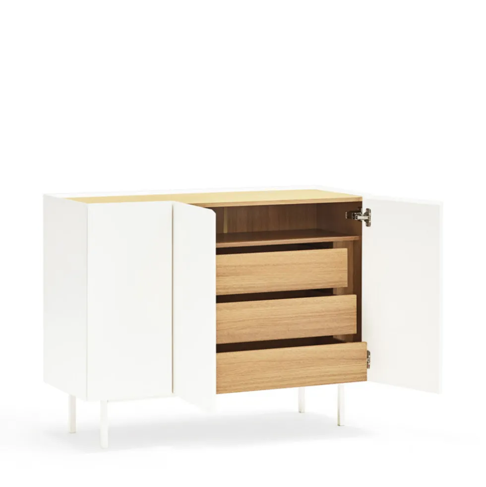 ARISTA Buffet en bois 3 portes 3 tiroirs L110cm