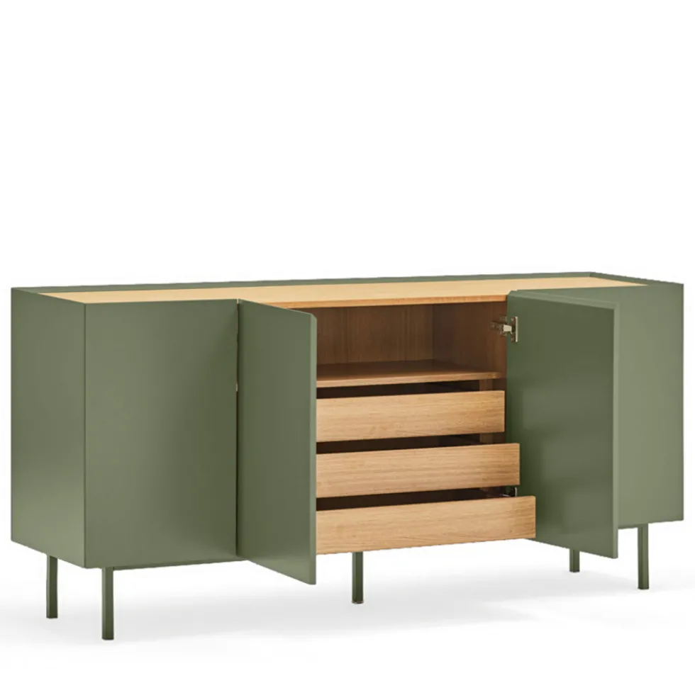 ARISTA Buffet en bois 4 portes 3 tiroirs L165cm
