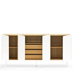 ARISTA Buffet en bois 4 portes 3 tiroirs L165cm