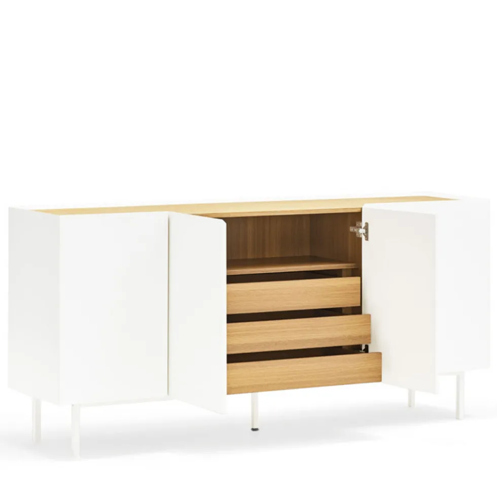 ARISTA Buffet en bois 4 portes 3 tiroirs L165cm