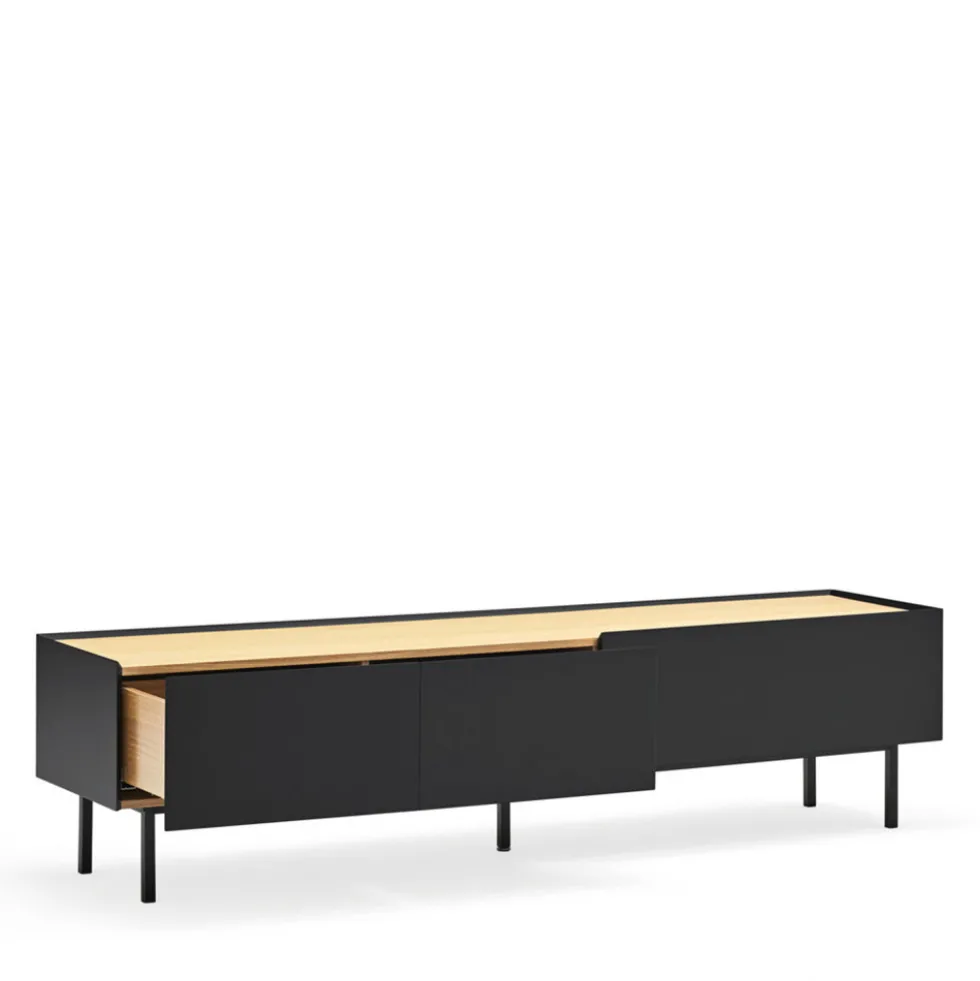 ARISTA Meuble TV en bois 1 porte 2 tiroirs L180cm
