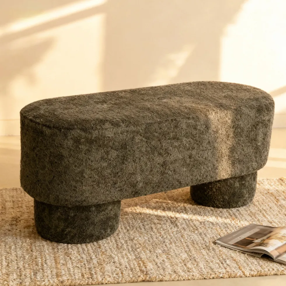 ARLO Banc arrondie en tissu bouclette L92cm