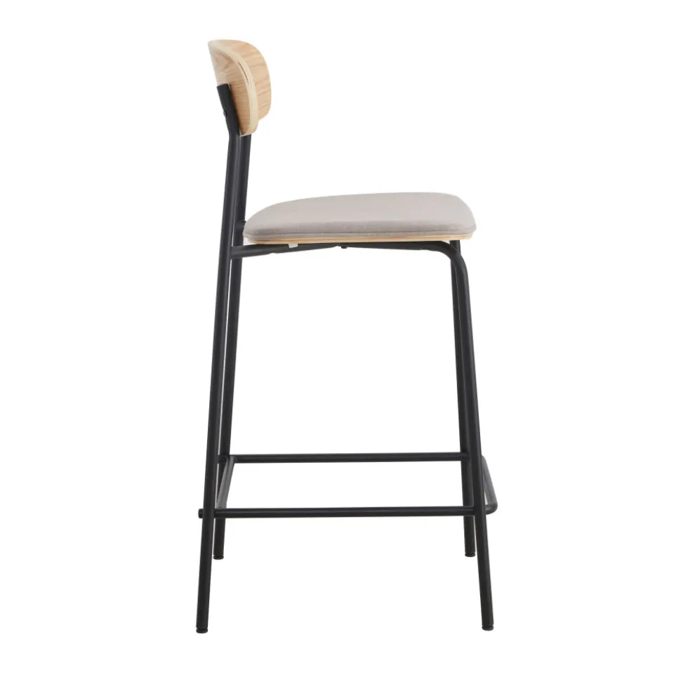ARNO Lot de 2 chaises de bar en tissu et métal H66cm
