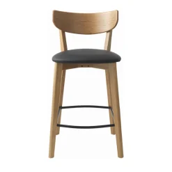 AUDE Lot de 2 chaises de bar en bois et simili H67cm