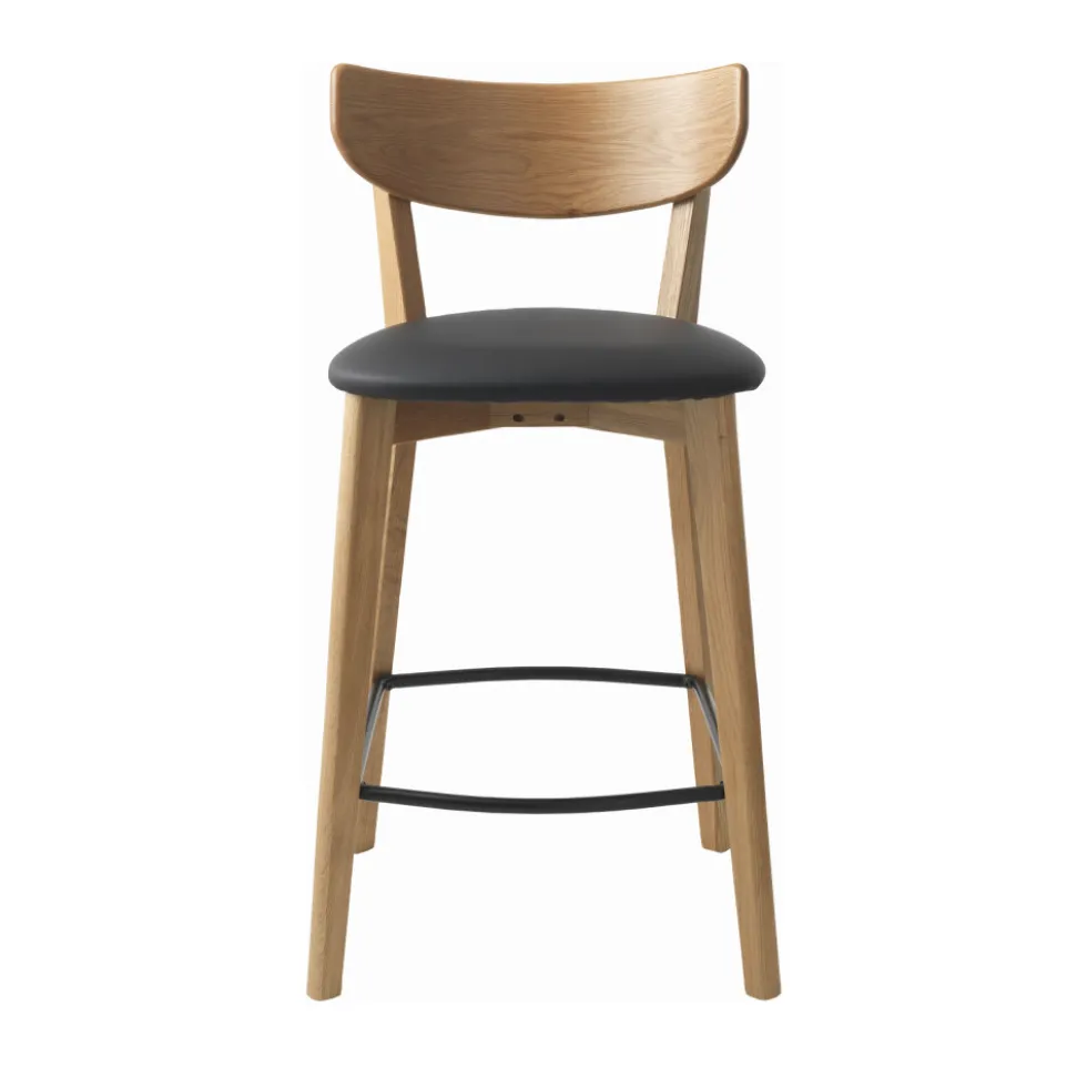 AUDE Lot de 2 chaises de bar en bois et simili H67cm