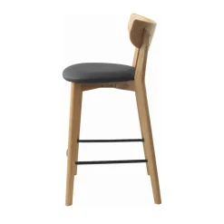 AUDE Lot de 2 chaises de bar en bois et simili H67cm