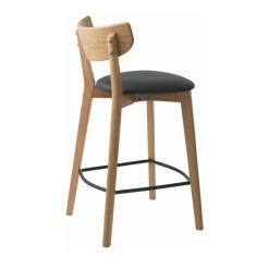 AUDE Lot de 2 chaises de bar en bois et simili H67cm