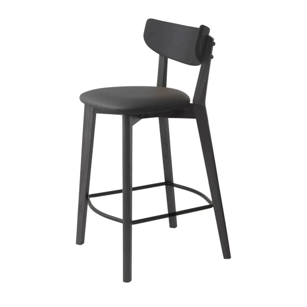 AUDE Lot de 2 chaises de bar en bois et simili H67cm