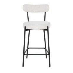 BADALONA Tabouret de bar en tissu bouclette et métal H65cm