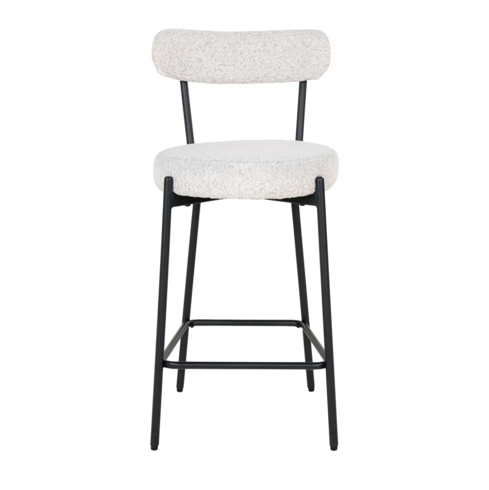 BADALONA Tabouret de bar en tissu bouclette et métal H65cm