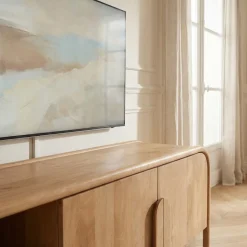 BALI Meuble TV 2 portes en bois massif L150cm